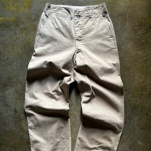 Vintage 1940s Military Trousers Button Fly Cotton Twill Khaki 30x31 Actual 28x30